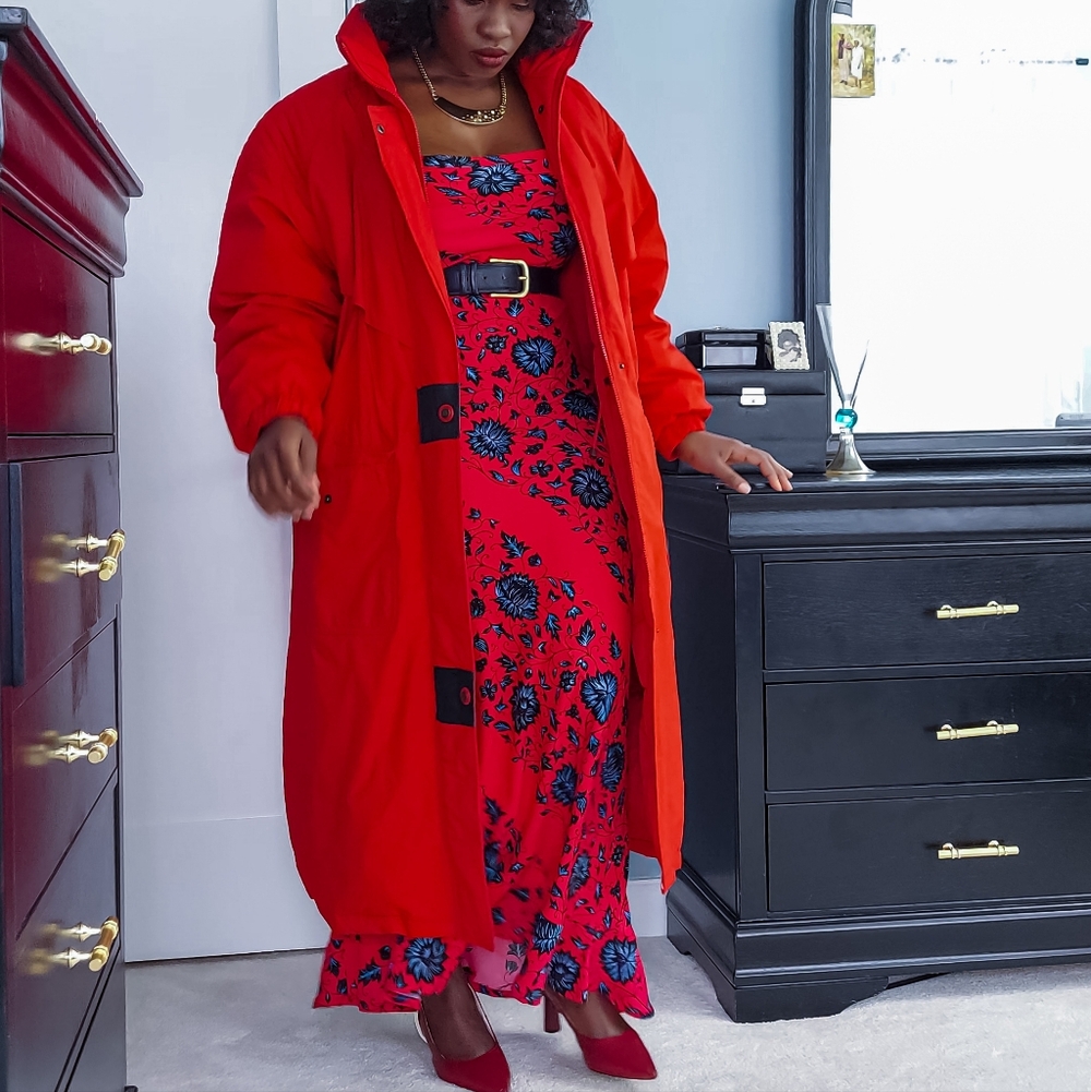 Vintage Women's Red Puffer Jacket